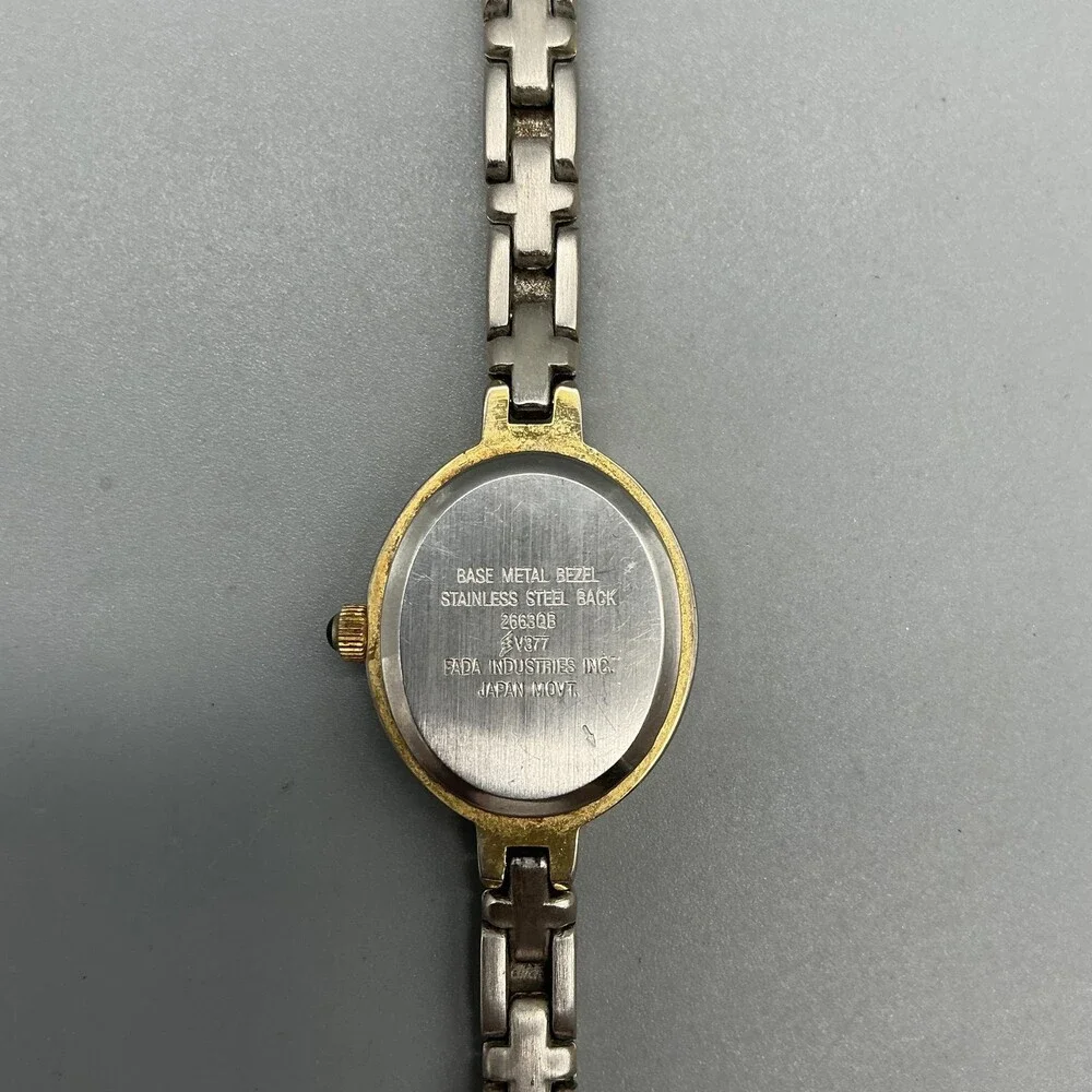 Gloria Vanderbilt Womens Watch 20mm White Dial Two Tone Oval New Battery 7.5